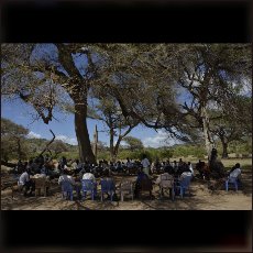 An example of Nuba democracy under the tree near the village of Kauda.