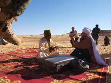 Suleiman Jamous, Klemen Mihelic and Tomo Kriznar with cameras in Darfur, Sudan